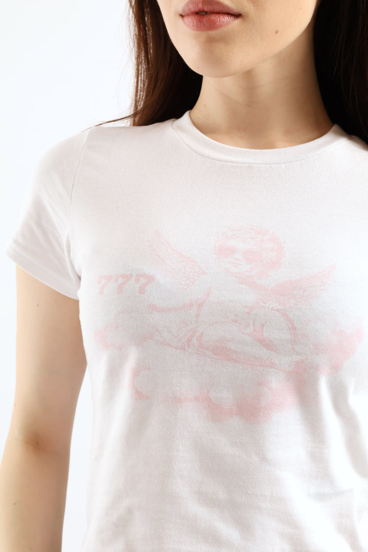 Short Sleeve Logo Baby Tee - White