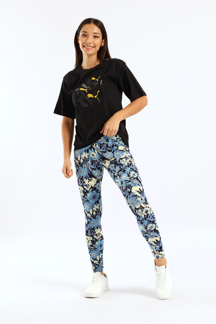 Graphic Relaxed Leaf Tee - Black