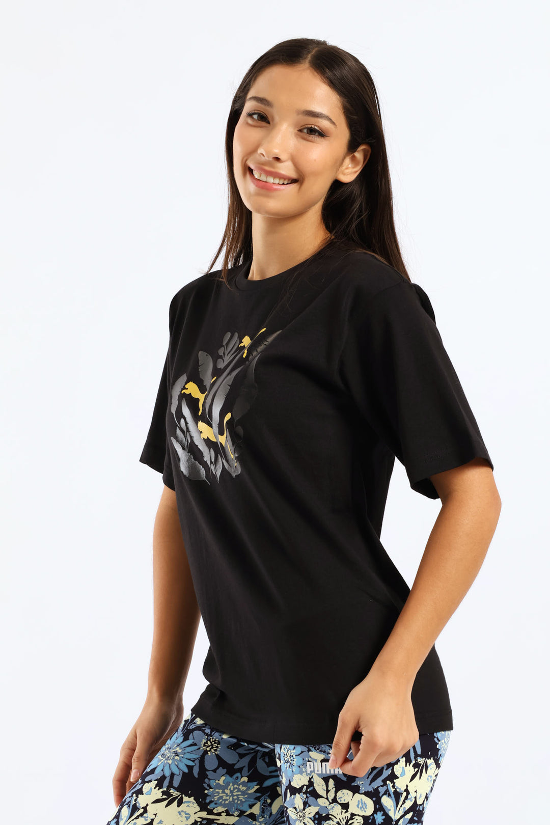 Graphic Relaxed Leaf Tee - Black