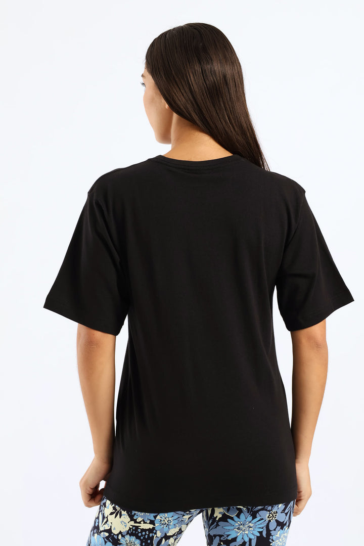 Graphic Relaxed Leaf Tee - Black