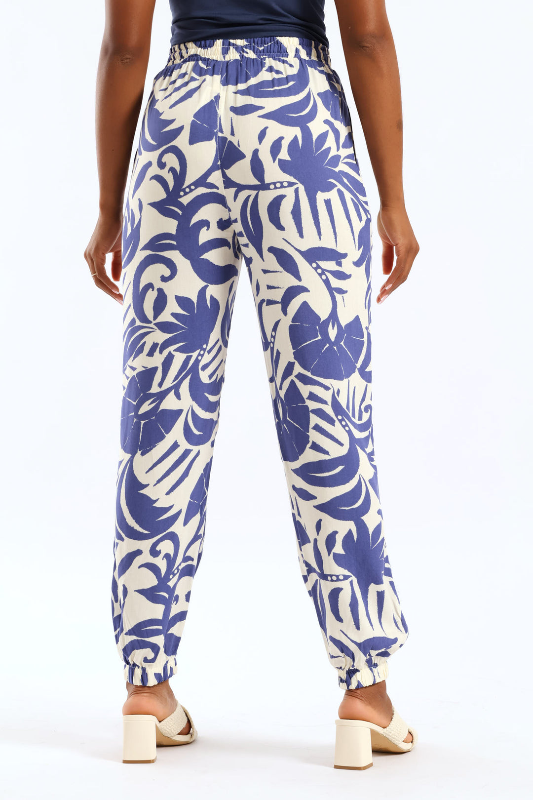 Viscose Jogger - Cream/Blue