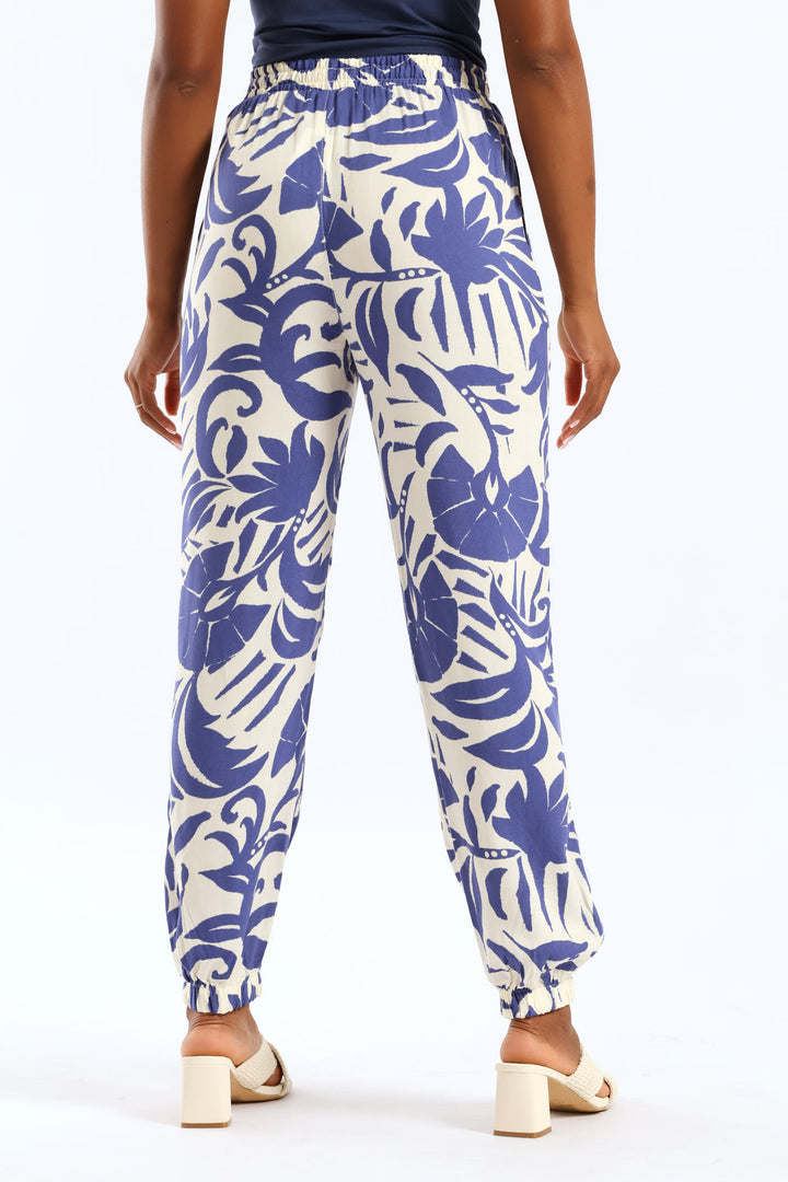 Viscose Jogger - Cream/Blue