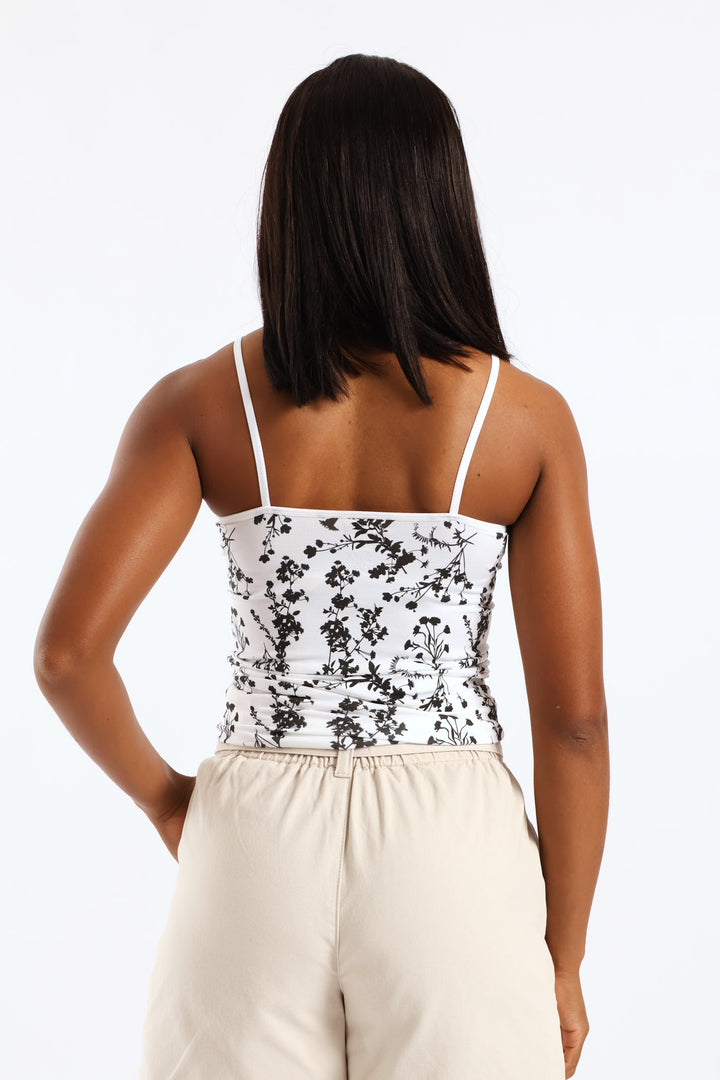 2 Pack Printed Seamless Cami - Black/White