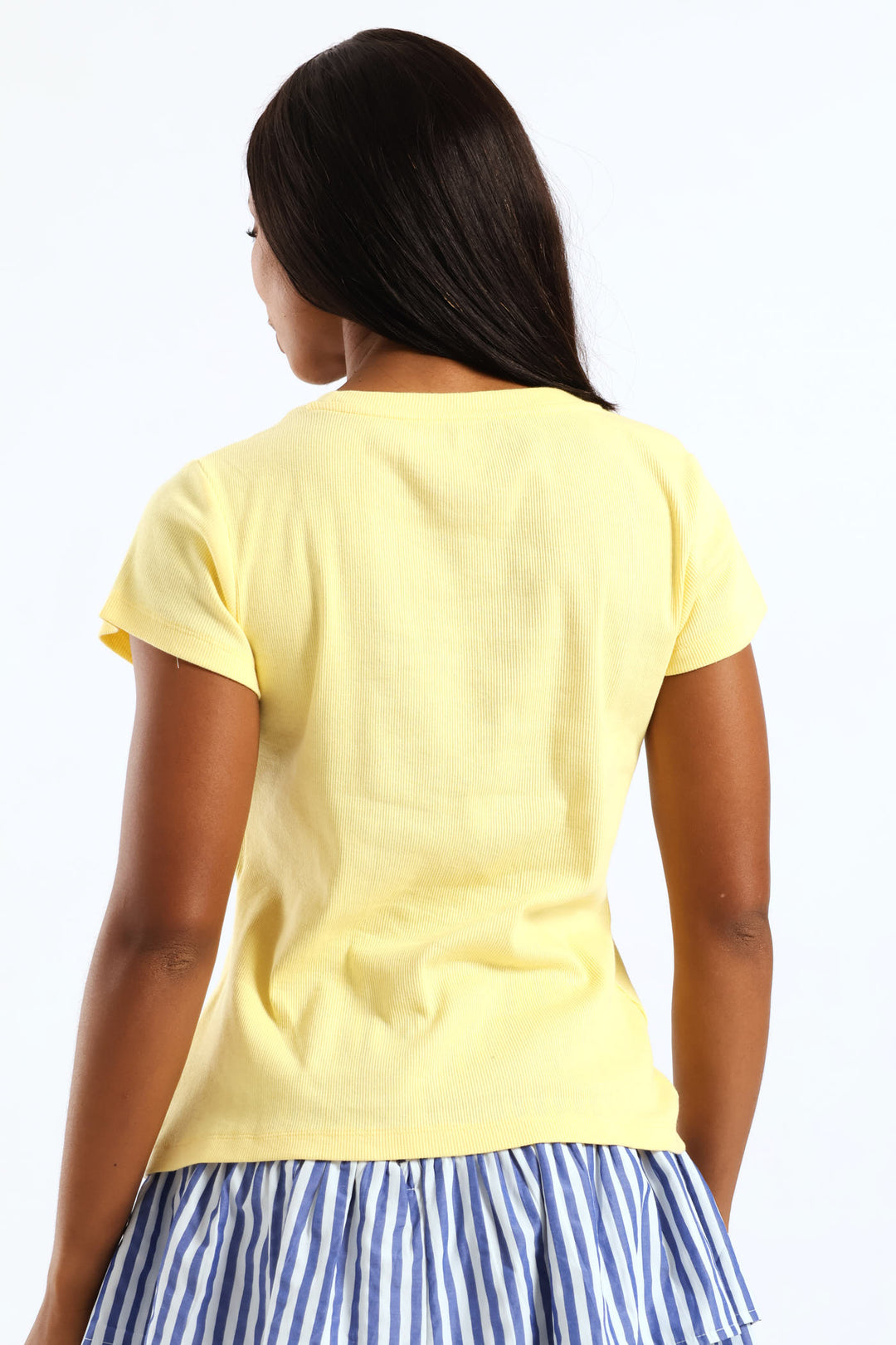 Rib Fitted Crew Tee - Light Yellow