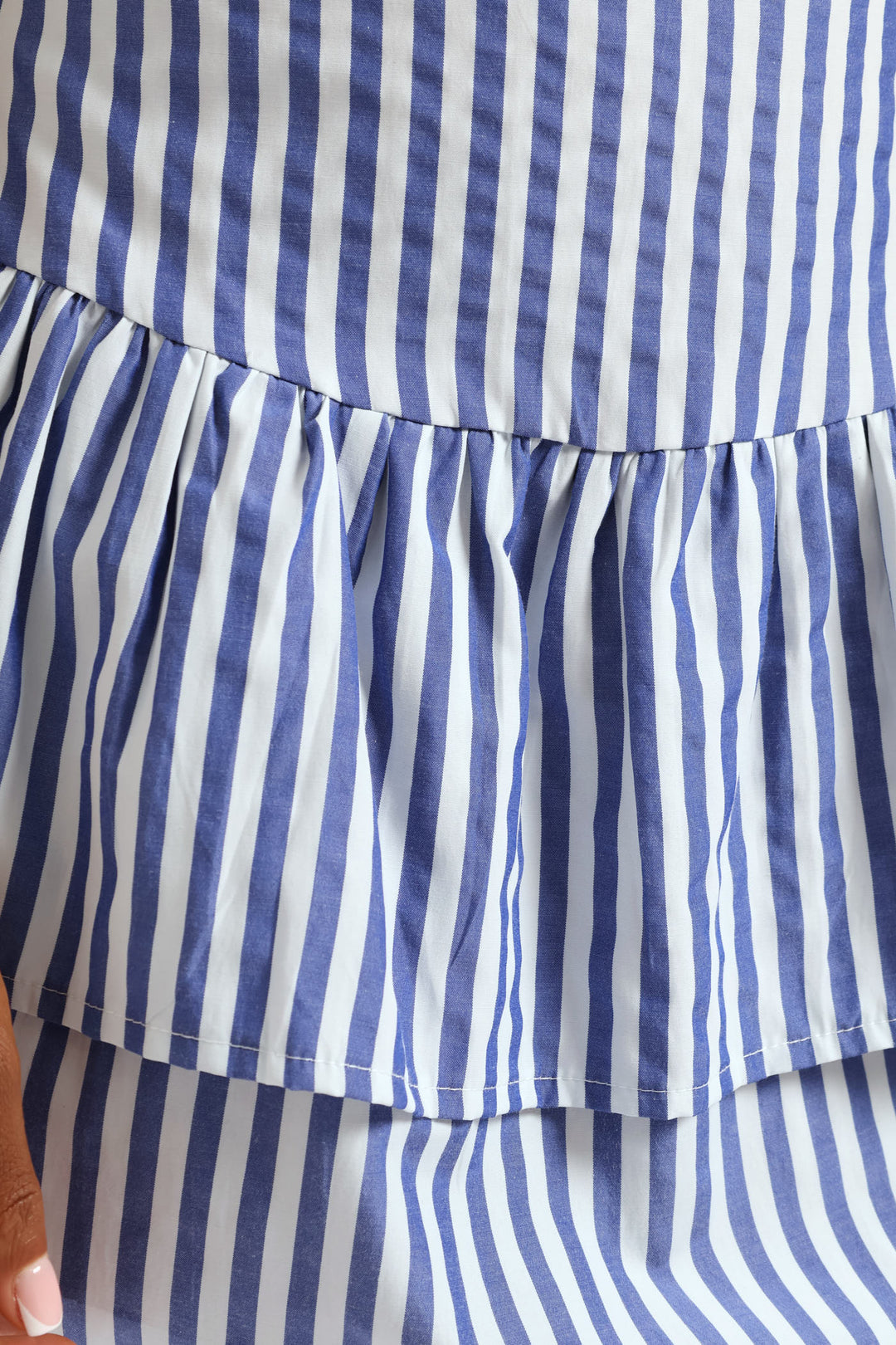 Rara Stripe Mini Skirt - White/Blue