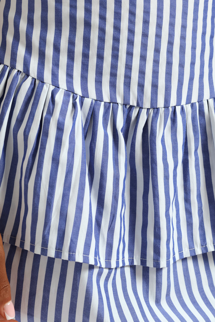 Rara Stripe Mini Skirt - White/Blue