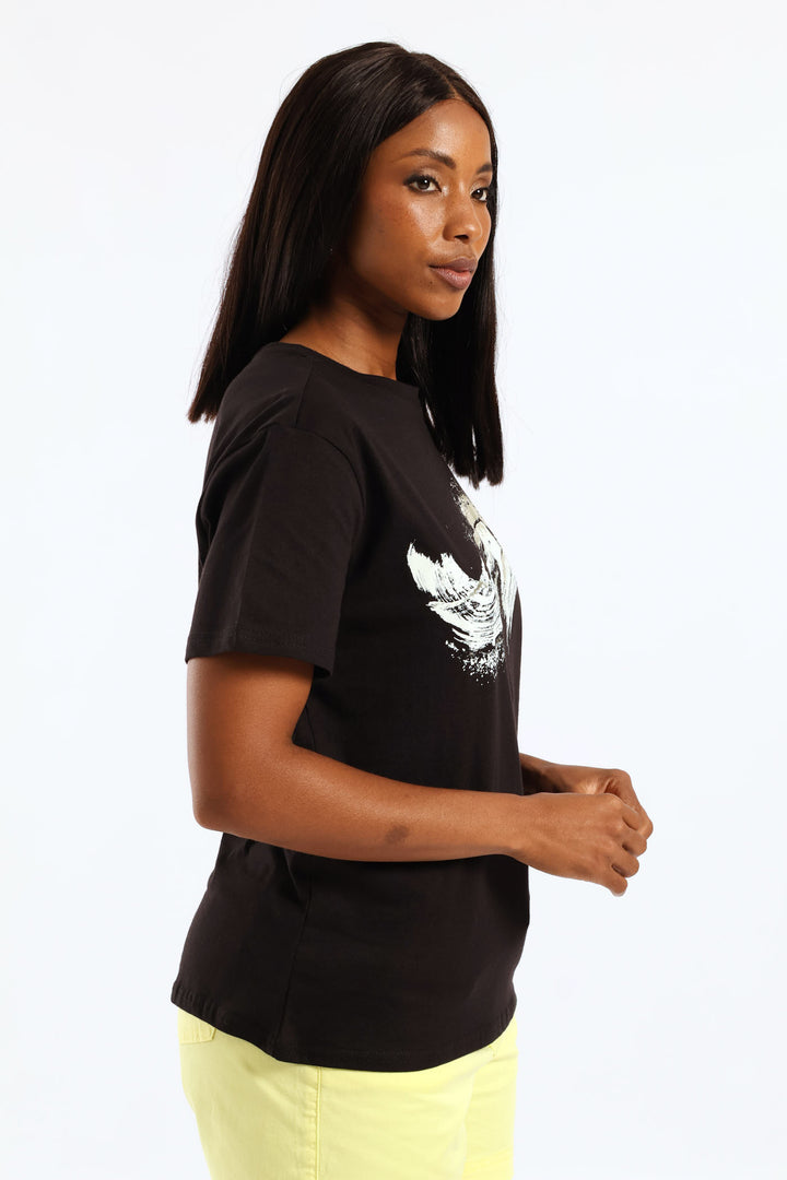 Foil Brushstroke Tee - Black