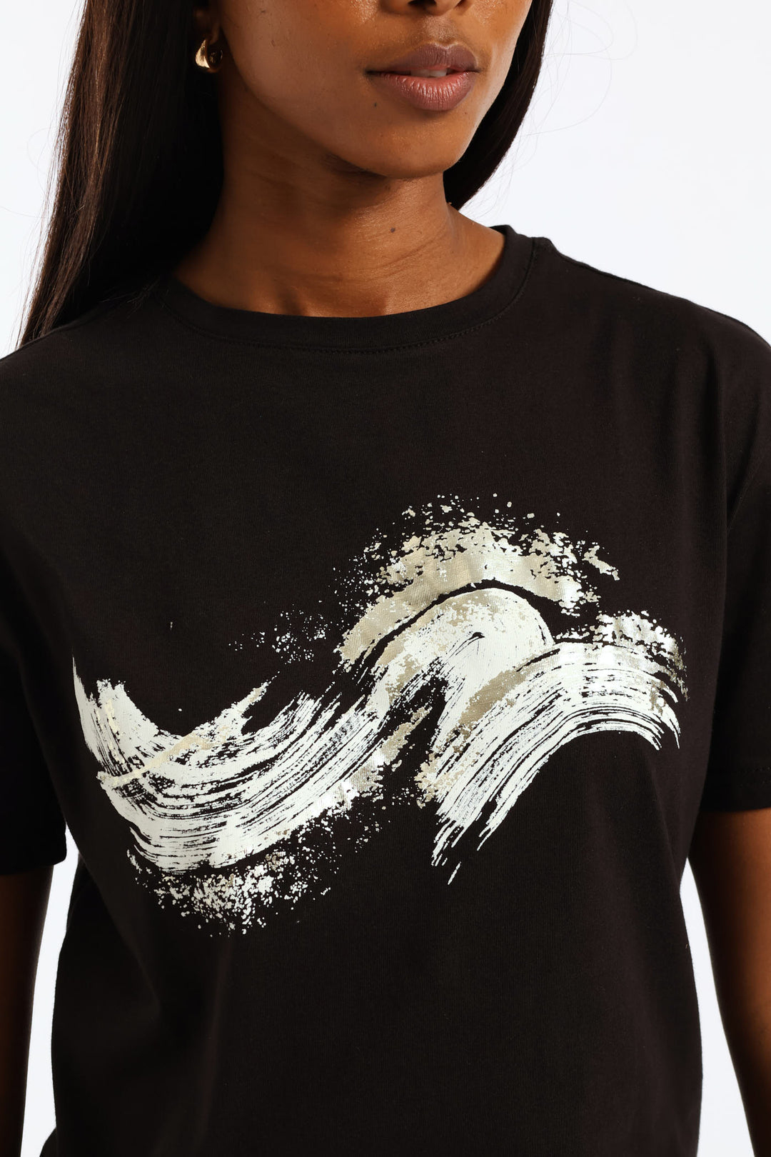 Foil Brushstroke Tee - Black