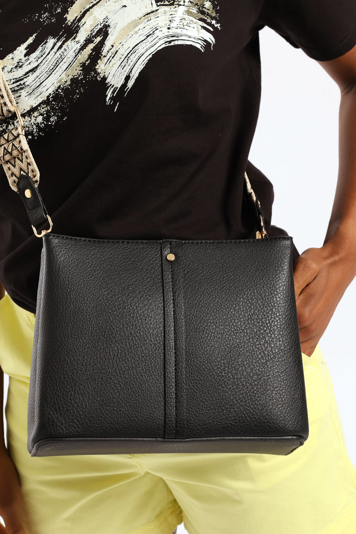 Multi-Compartment Crossbody Bag - Black