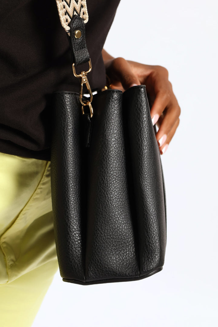 Multi-Compartment Crossbody Bag - Black