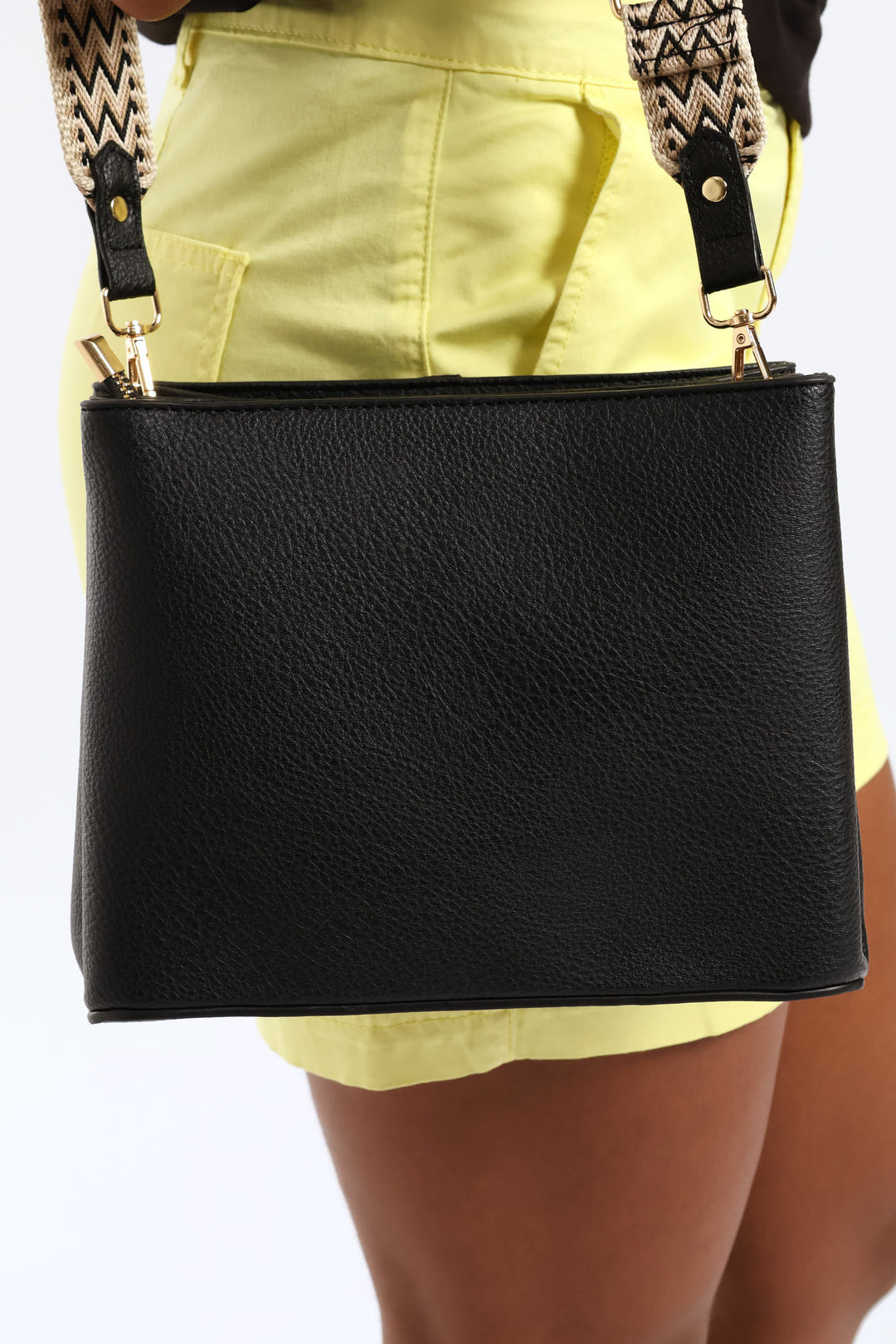 Multi-Compartment Crossbody Bag - Black