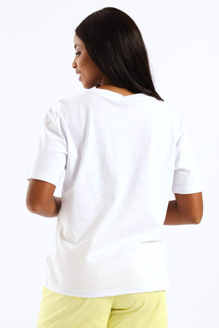 Pearl Bow Embroidered Tee - White