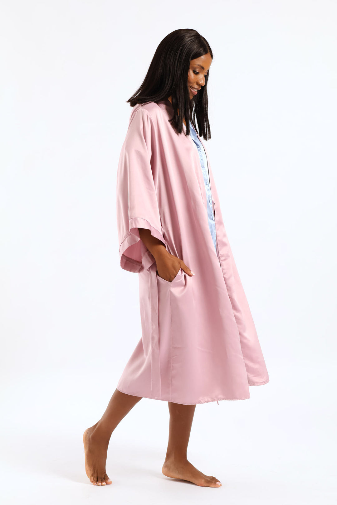 3/4 Satin Gown - Pink