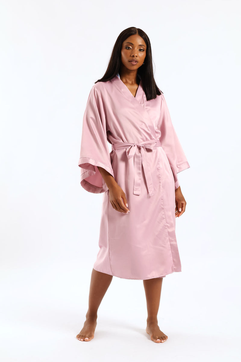 3/4 Satin Gown - Pink