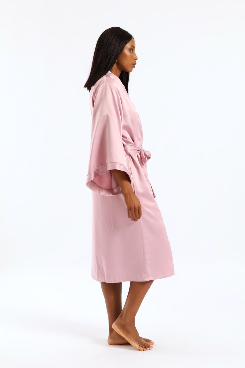 3/4 Satin Gown - Pink