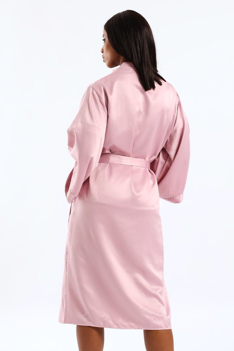 3/4 Satin Gown - Pink