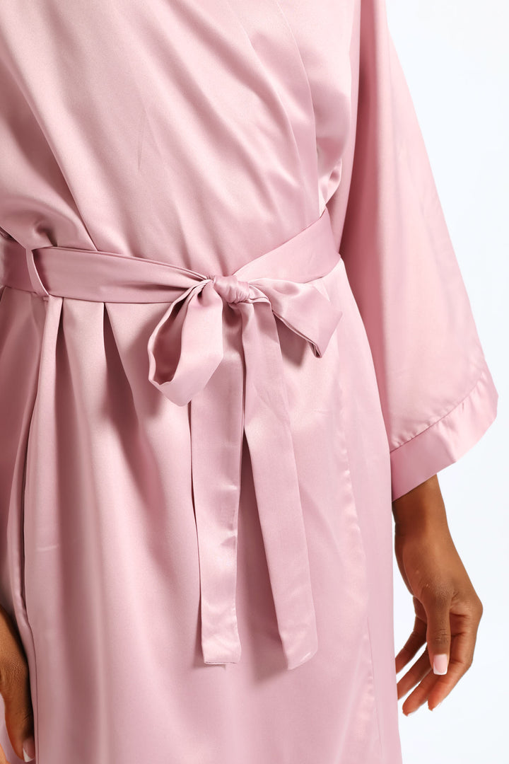 3/4 Satin Gown - Pink