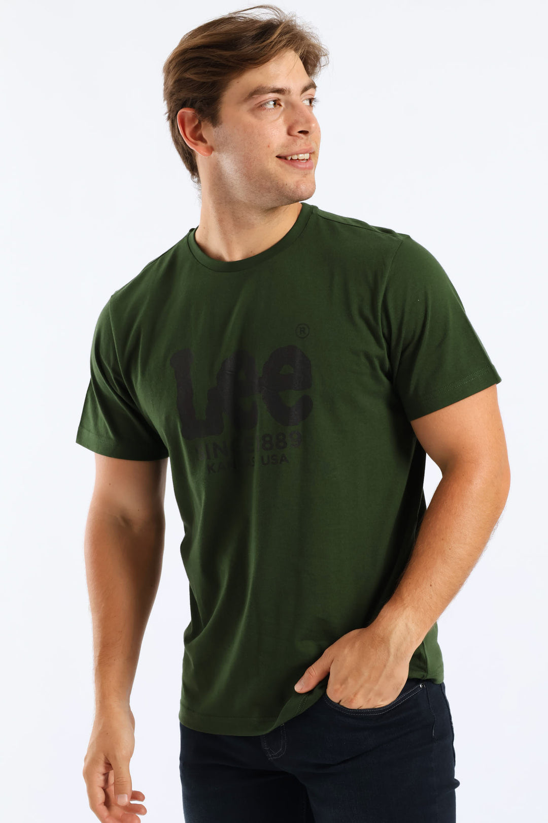 Outline Logo Tee - Moss Green