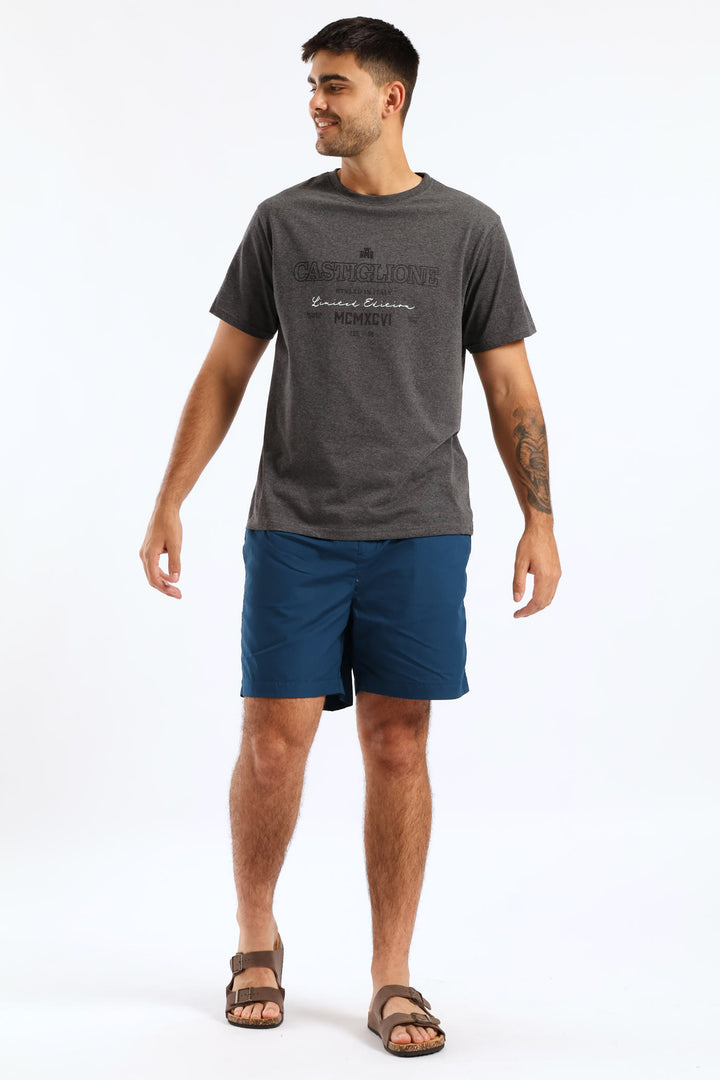 Legend Basic Print Tee - Charcoal