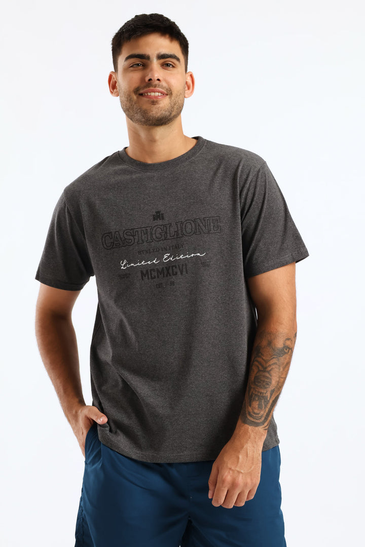 Legend Basic Print Tee - Charcoal