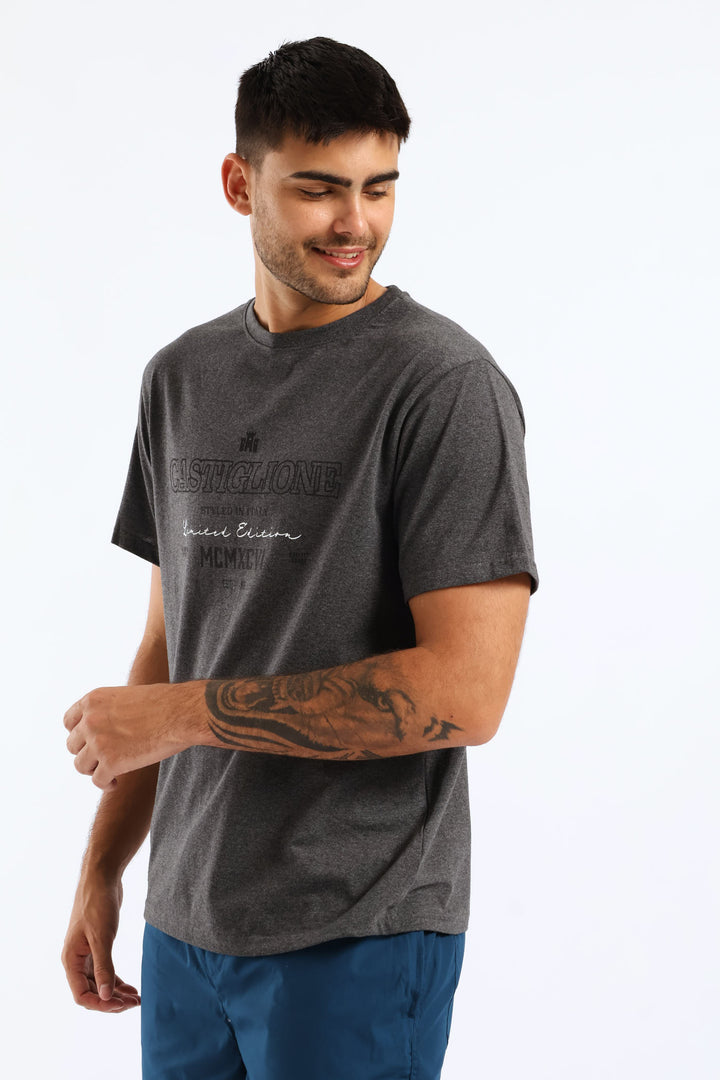 Legend Basic Print Tee - Charcoal