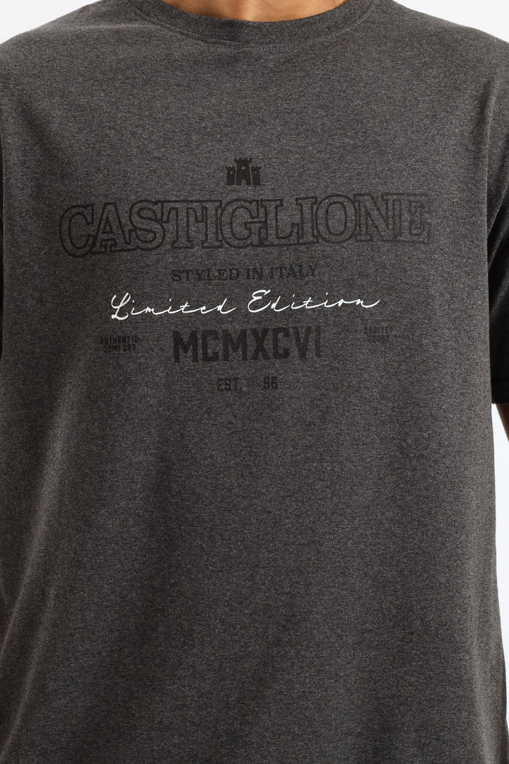 Legend Basic Print Tee - Charcoal
