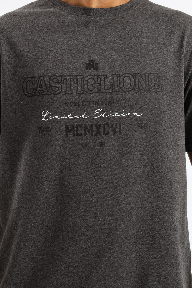 Legend Basic Print Tee - Charcoal