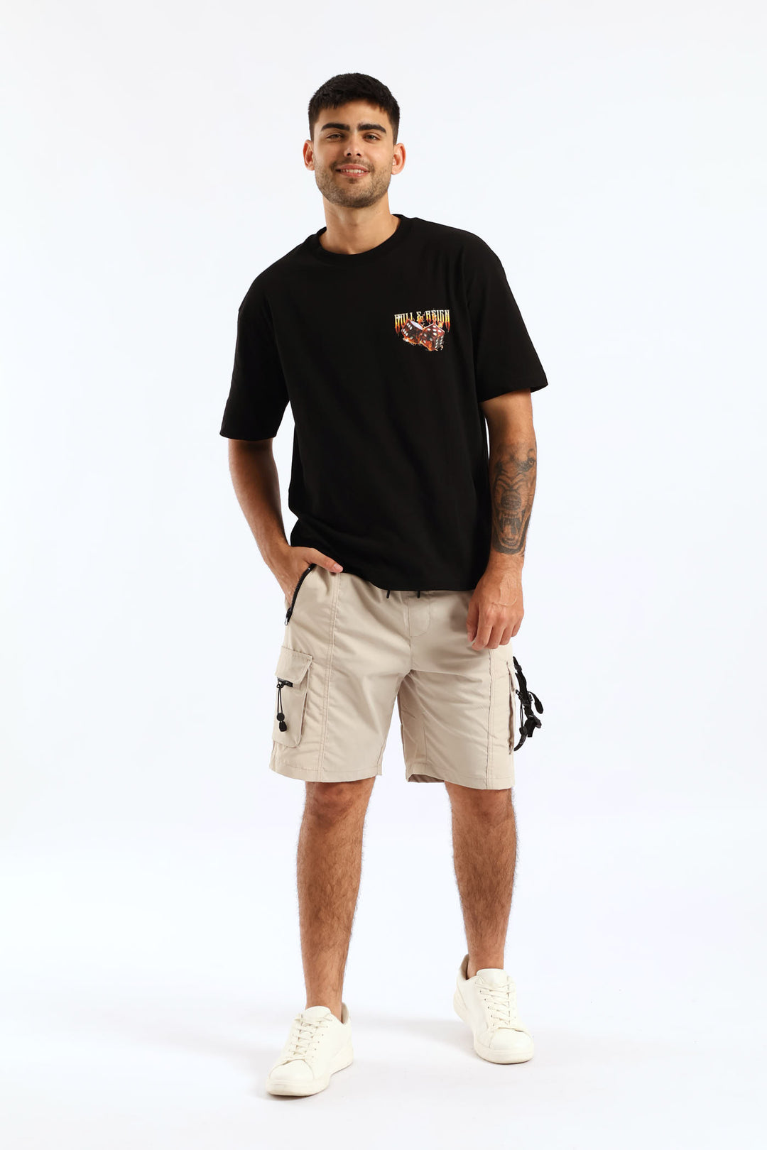 Dice Flame Oversized Tee - Black