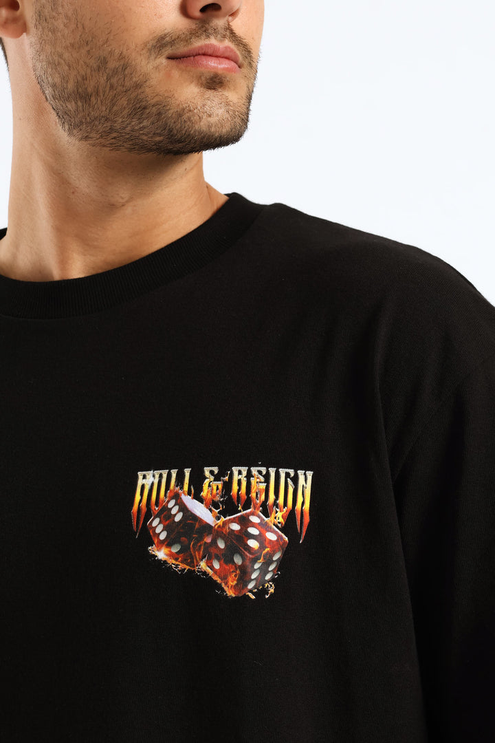 Dice Flame Oversized Tee - Black