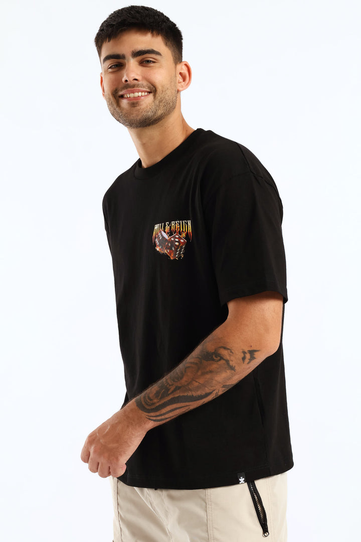 Dice Flame Oversized Tee - Black