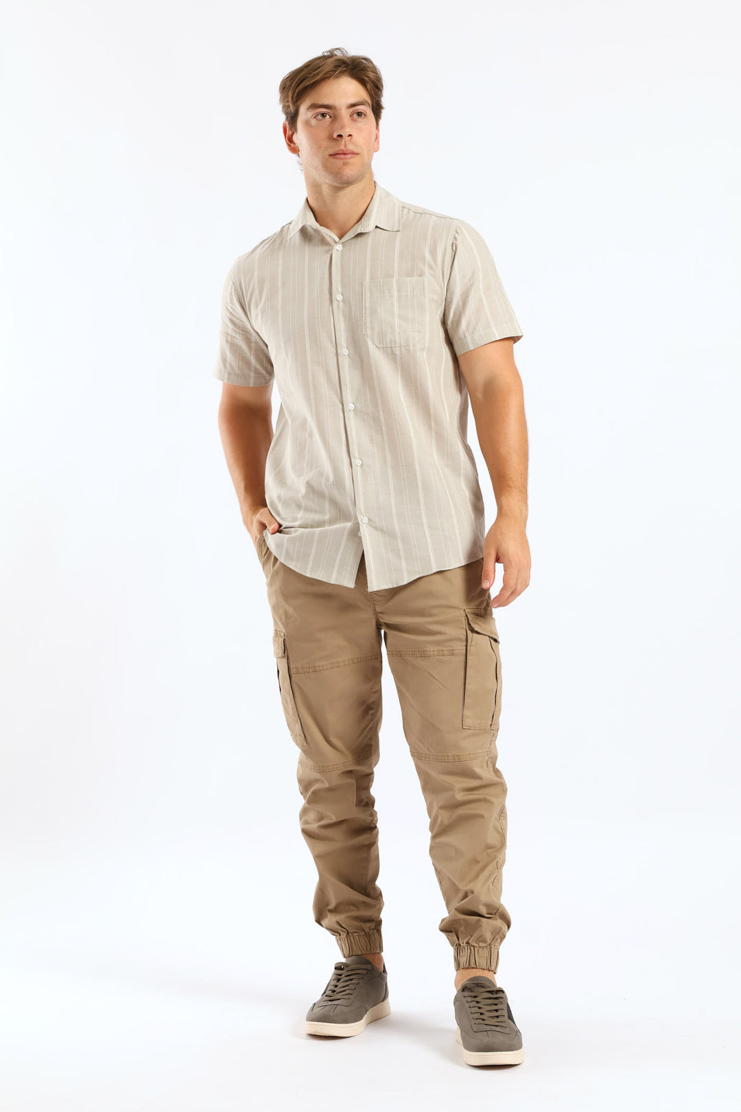 Stripe Surf Interest Regular Shirt - Stone