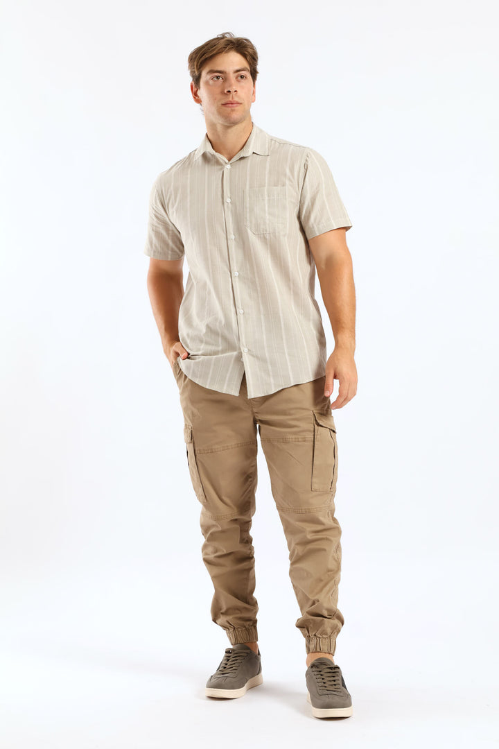 Stripe Surf Interest Regular Shirt - Stone