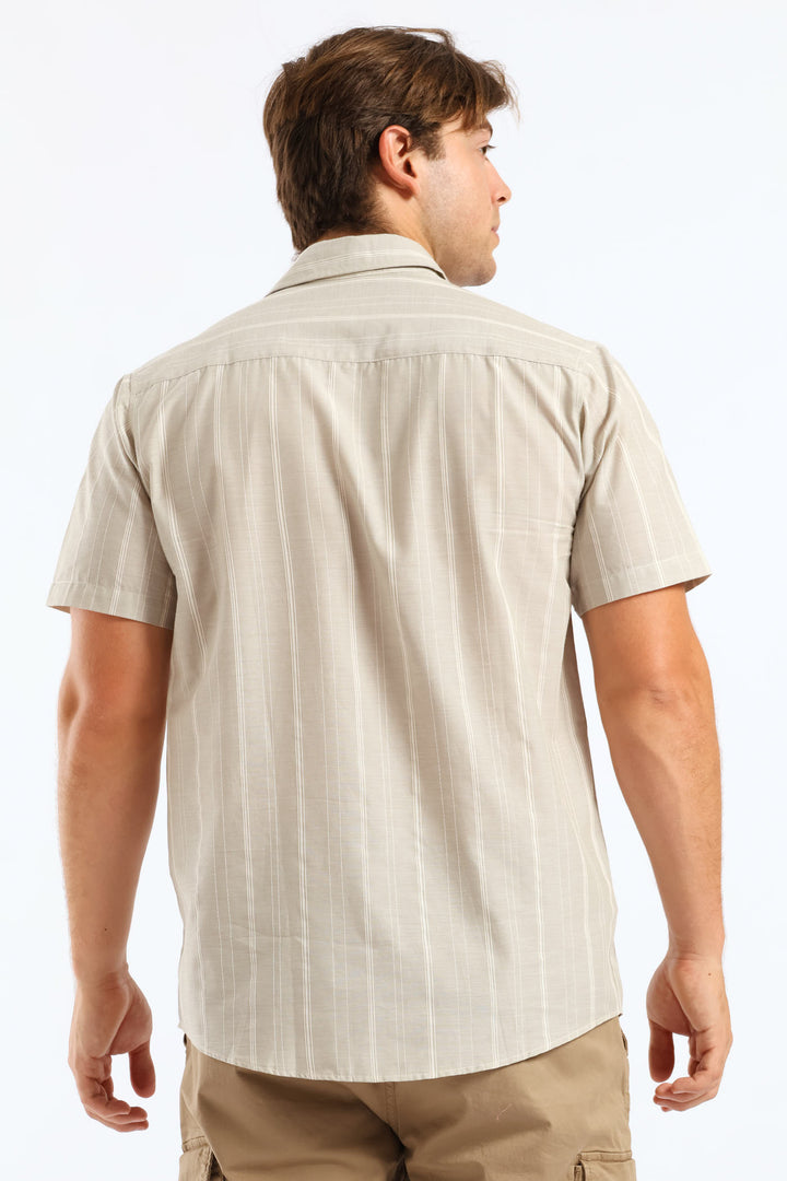 Stripe Surf Interest Regular Shirt - Stone