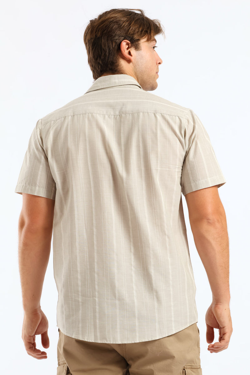 Stripe Surf Interest Regular Shirt - Stone