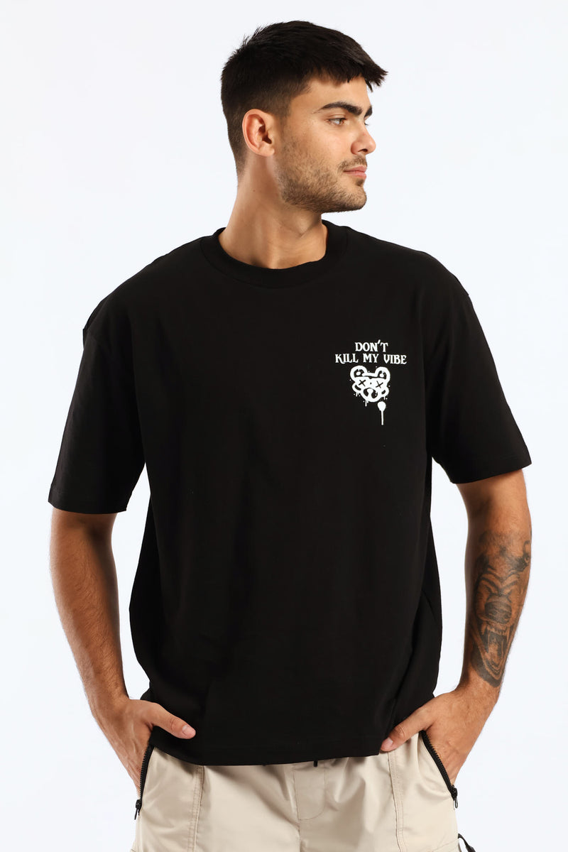 Teddy Bling Oversized Tee - Black
