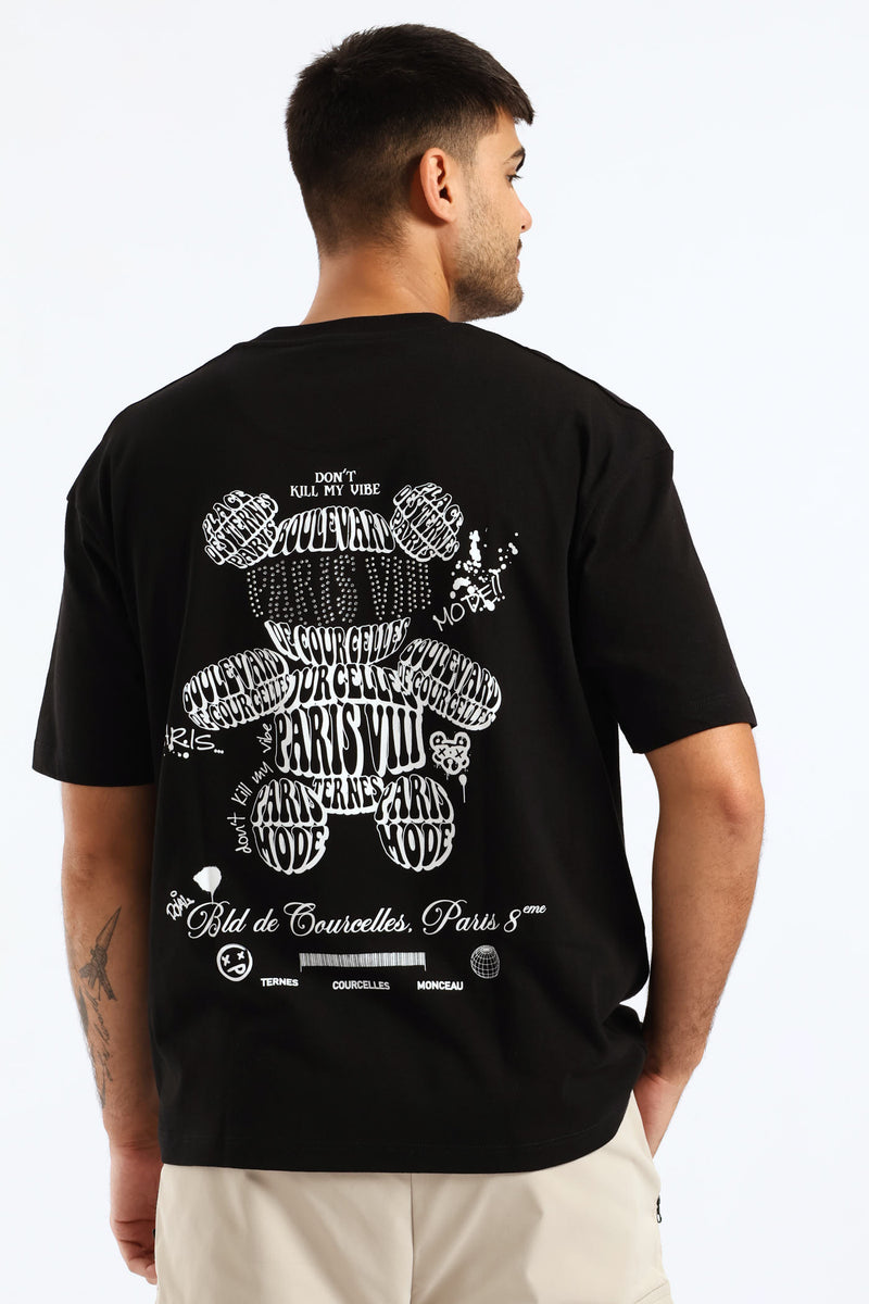 Teddy Bling Oversized Tee - Black