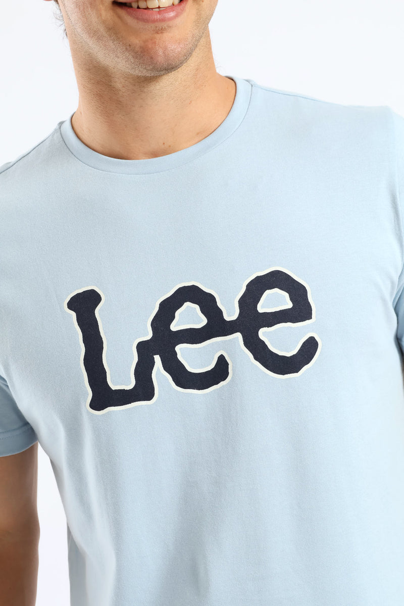 Large Logo Print Tee - Sky Blue