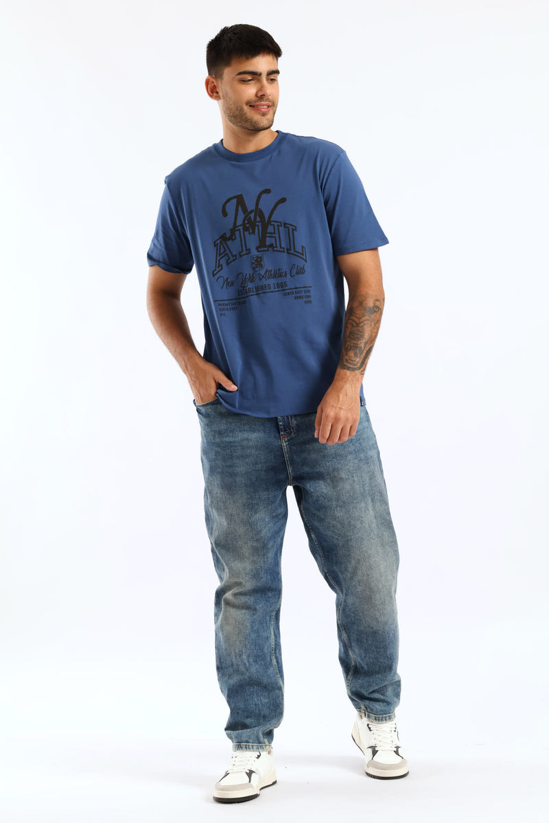 Ny Athletic Basic Print Tee - Blue
