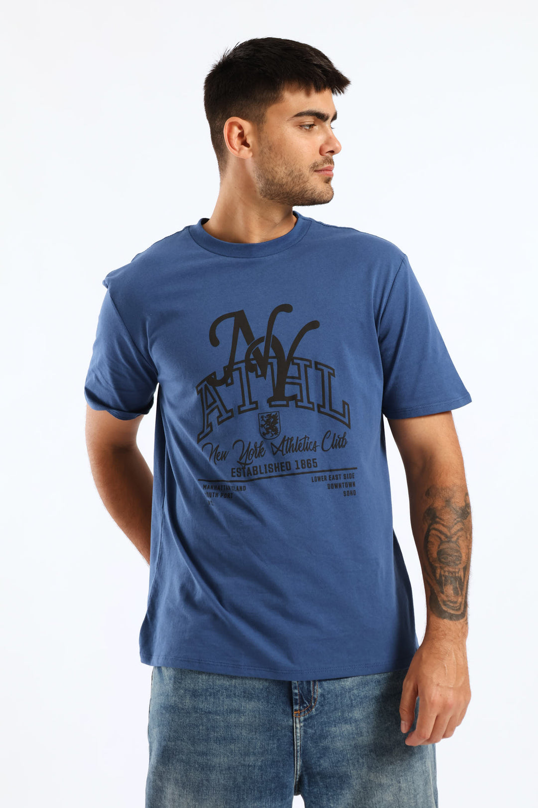 Ny Athletic Basic Print Tee - Blue