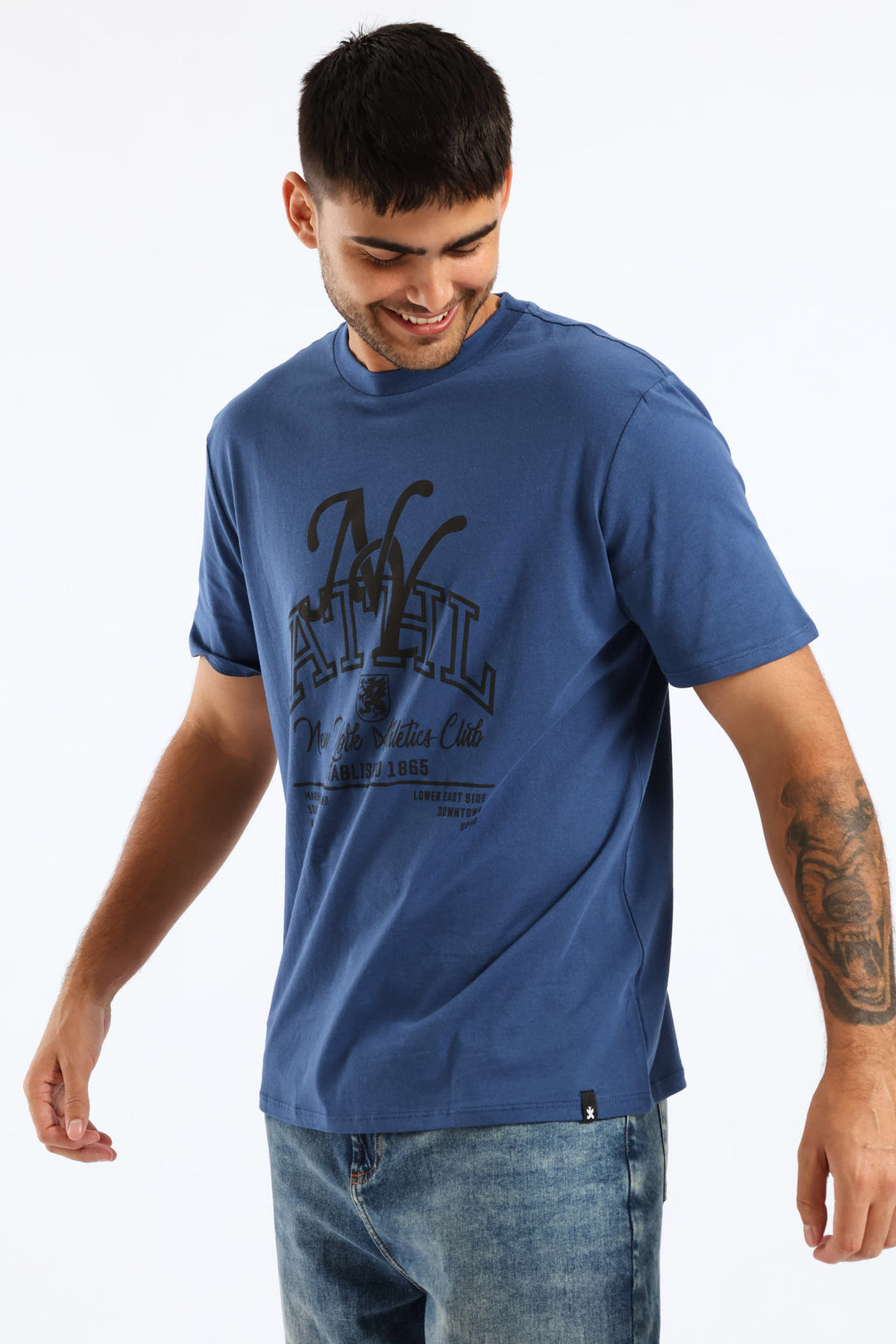 Ny Athletic Basic Print Tee - Blue