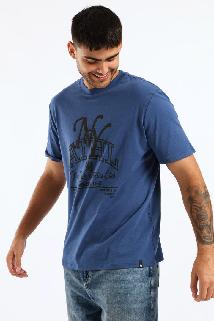 Ny Athletic Basic Print Tee - Blue
