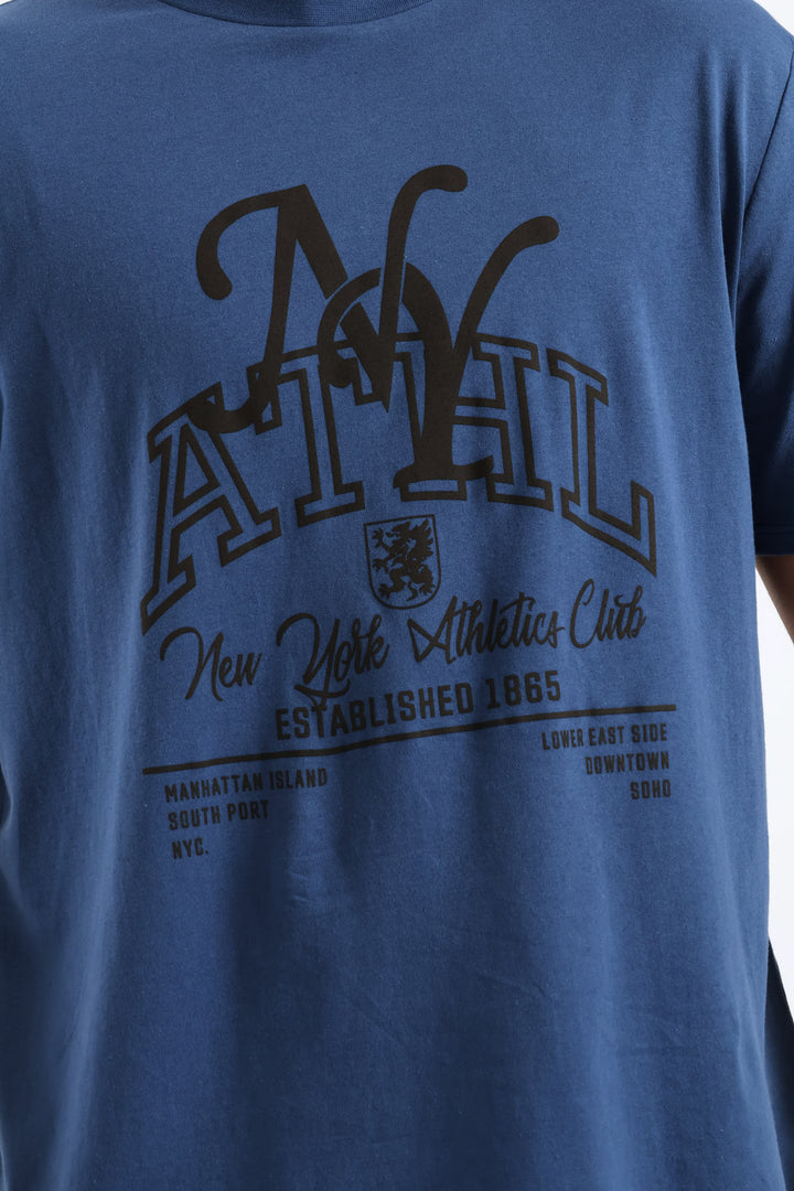 Ny Athletic Basic Print Tee - Blue
