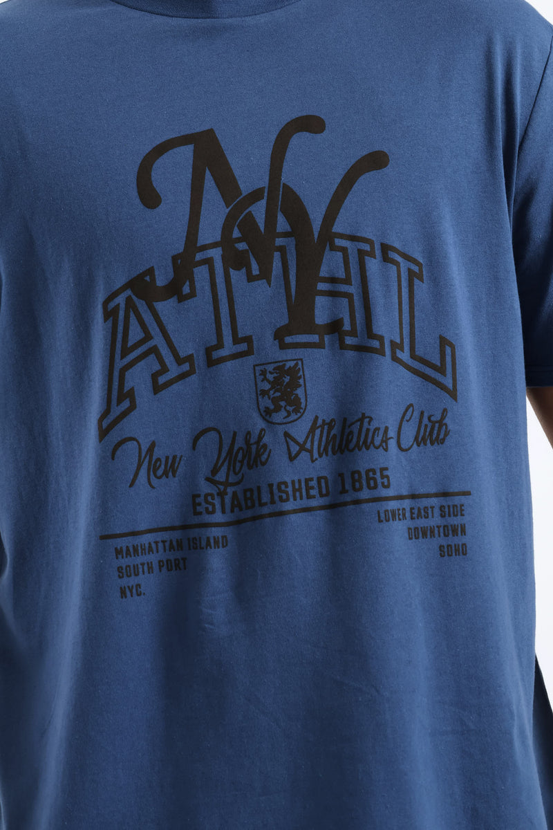 Ny Athletic Basic Print Tee - Blue