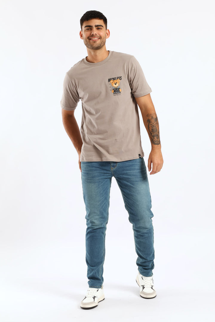 Crime Teddy Front & Back Tee - Grey