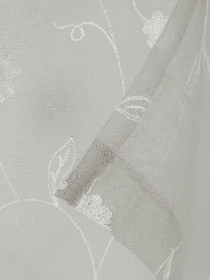 Taped Standard Length Sheer Blooming Curtain - Grey