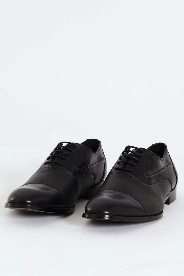 Sebastian Toe Cap Lace Up Derby Shoe - Black