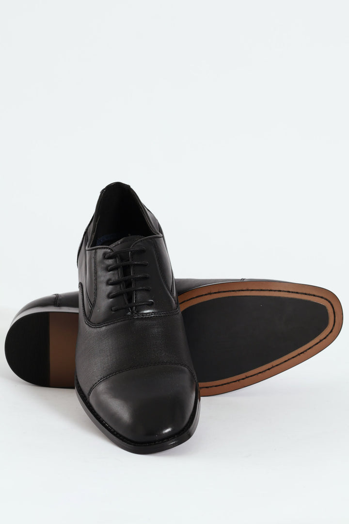 Sebastian Toe Cap Lace Up Derby Shoe - Black