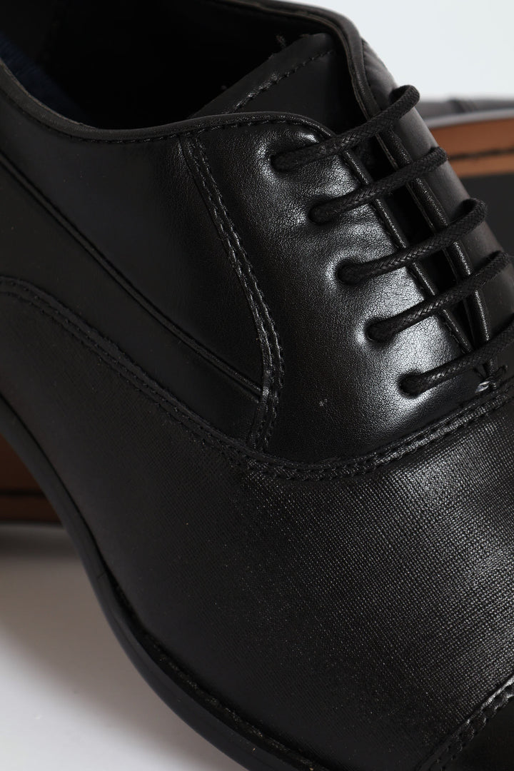 Sebastian Toe Cap Lace Up Derby Shoe - Black