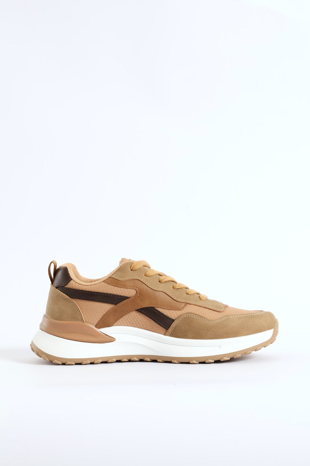 Panelled Retro Sneaker - Beige