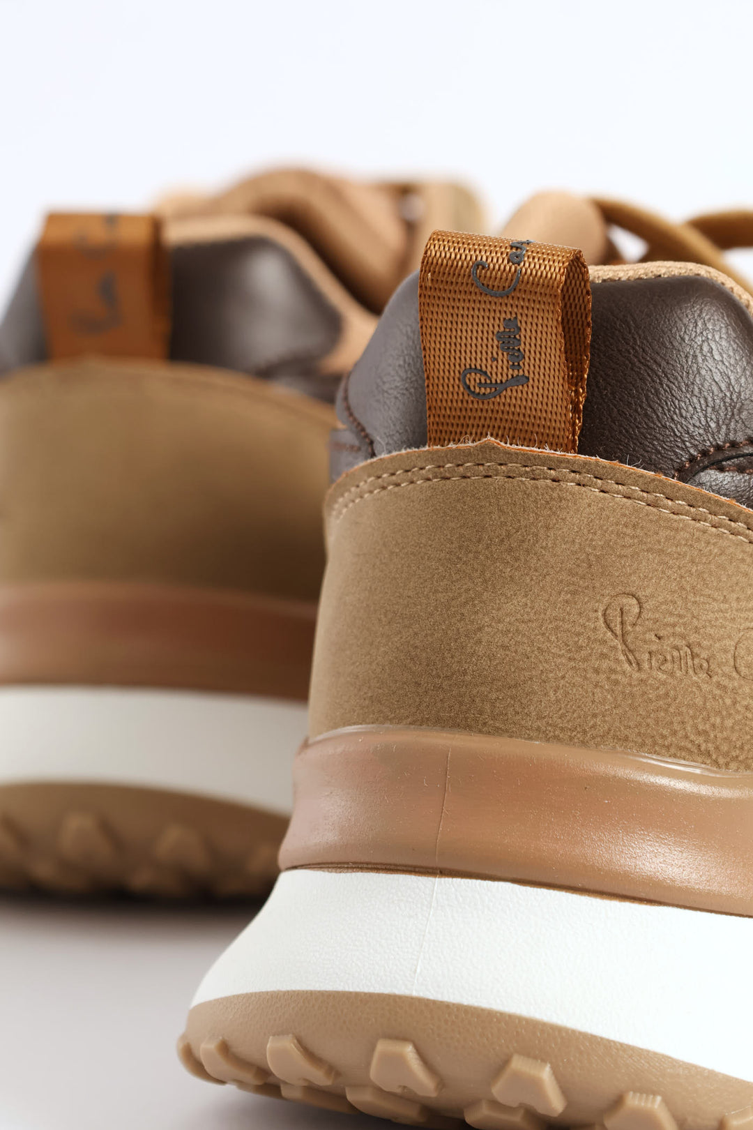 Panelled Retro Sneaker - Beige